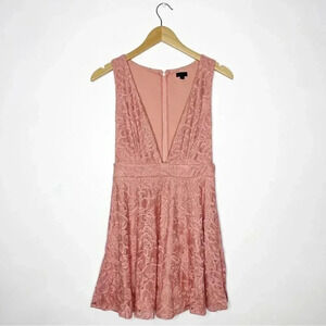 NBD Revolve Faith Floral Lace Embroidered Pink Lace Mini Dress Size Small